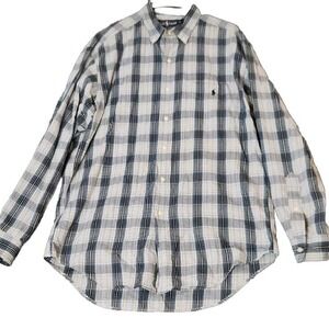 Vtg Ralph Lauren Marlowe Mens Shirt‎ Cotton Blue Stripe Button Down Custom Fit M